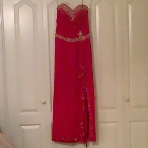 Pink strapless prom dress